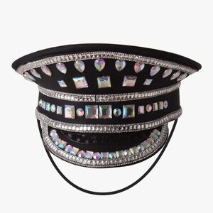 Amazon Grace Art Black Hat with Silver and Iridescent Accents